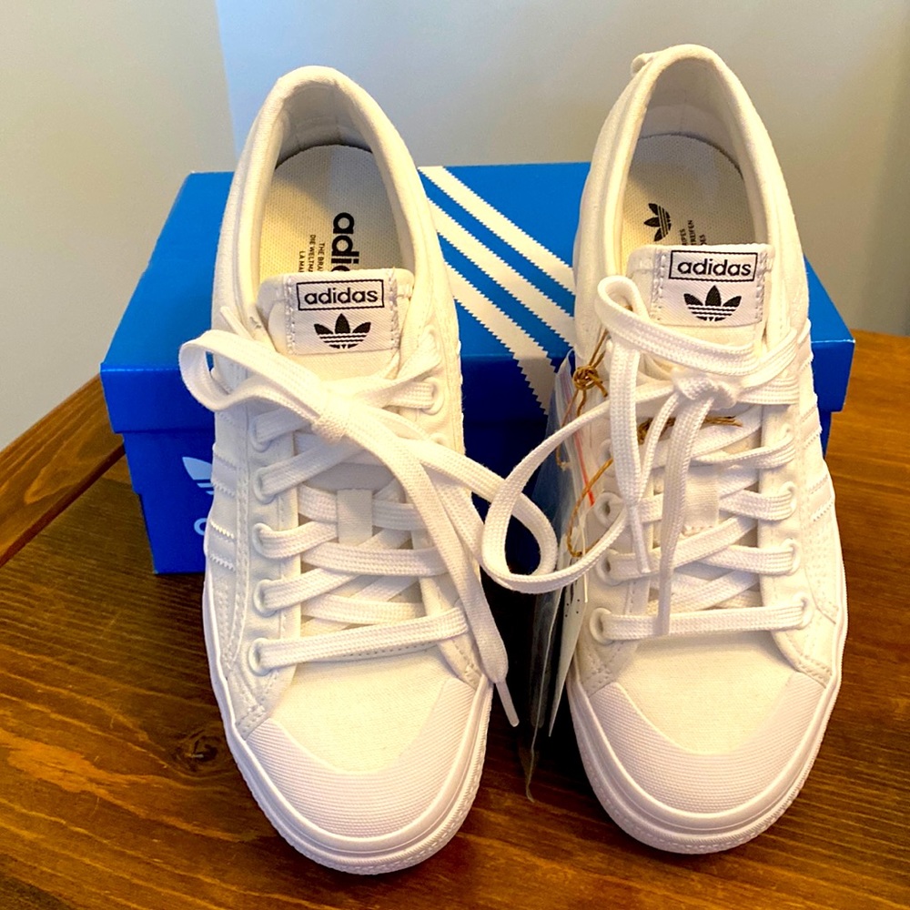 Brand New, Never Worn, Sold Out White Adidas Nizza Platform Sneaker